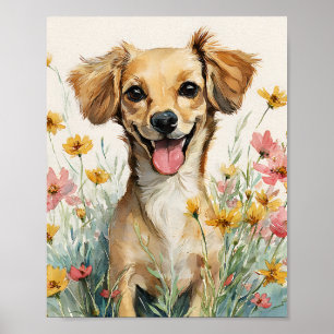 Cute Chiweenie Watercolor Art – Happy Dachshund Ch Poster
