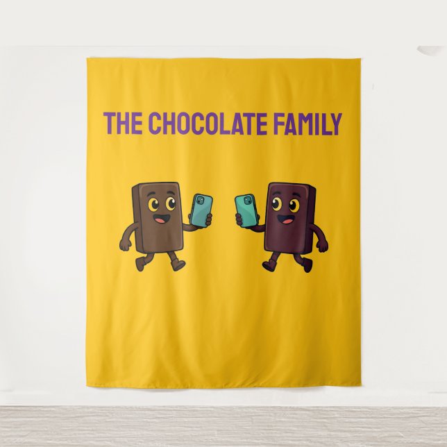 Cute Chocolate Bar with Phone Funny Tapestry (Front)