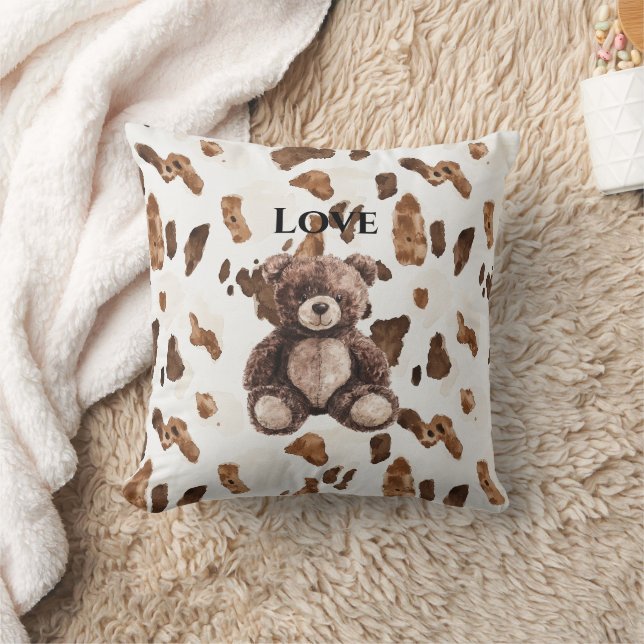 Cute Chocolate Brown Teddy Bear Cushion (Blanket)