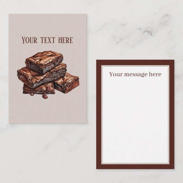 Cute chocolate brownie add message  card (Front/Back)