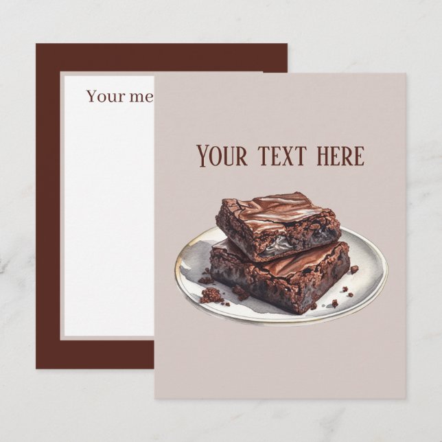 Cute chocolate brownie add message  card (Front/Back)