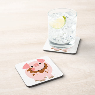 Cute Chocolate Cartoon Pig Coasters Set
