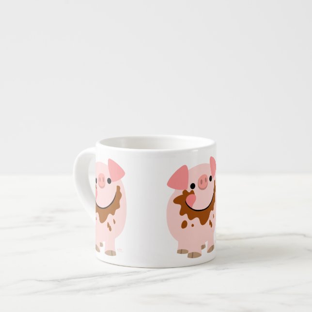 Cute Chocolate Cartoon Pig Espresso Mug (Front Left)