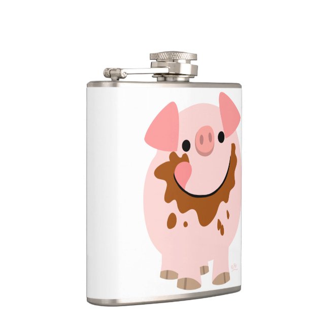 Cute Chocolate Cartoon Pig Hip Flask (Right)