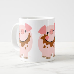 Cute Chocolate Cartoon Pig Jumbo Mug