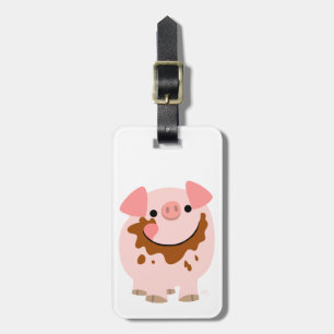 Cute Chocolate Cartoon Pig Luggage Tag