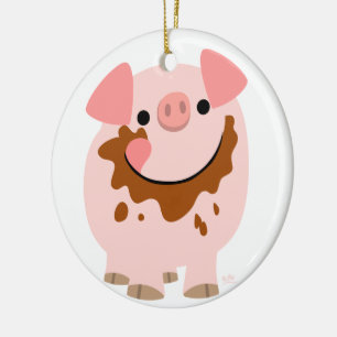 Cute Chocolate Cartoon Pig Ornament