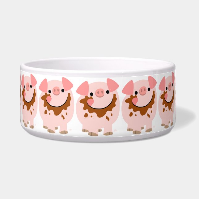 Cute Chocolate Cartoon Pig Pet Bowl (Front)