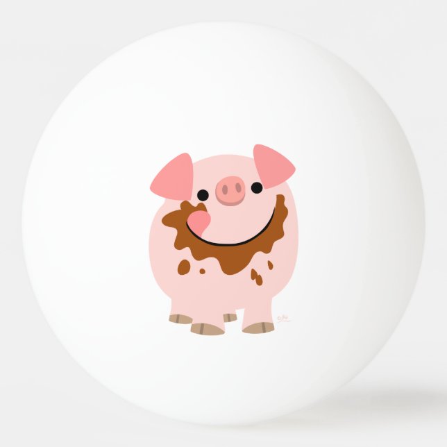 Cute Chocolate Cartoon Pig Ping Pong Ball (Front)