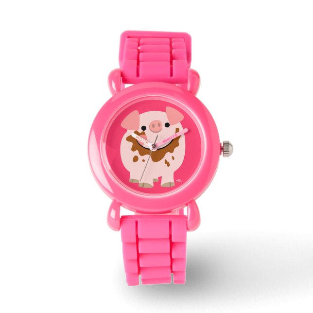 Cute Chocolate Cartoon Pig Watch (Front)