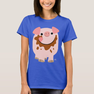 Cute Chocolate Cartoon Pig Women T-Shirt