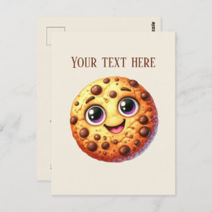 Cute chocolate chip cookie add message postcard