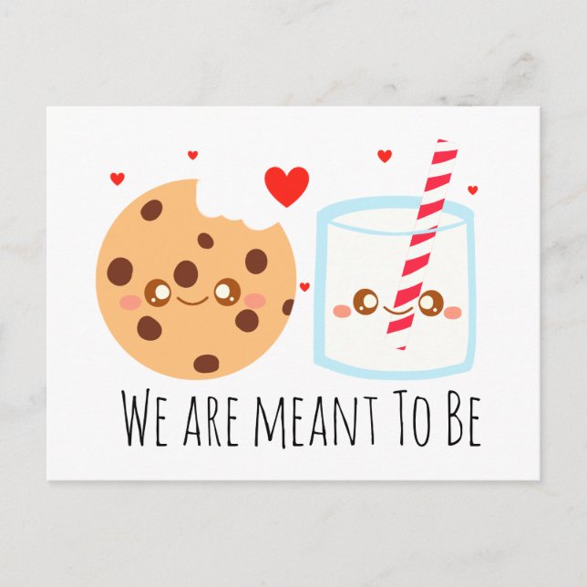 Cute Chocolate Chip Cookie And Glass Of Milk Postcard (Front)