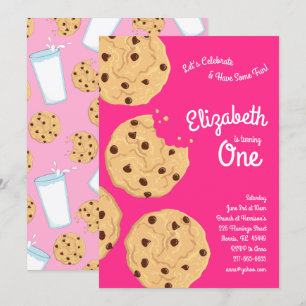 Cute Chocolate Chip Cookie Kids 1st Birthday Party Invitation