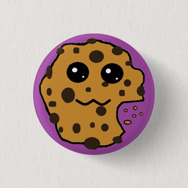 Cute chocolate chip cookie purple 3 cm round badge (Front)