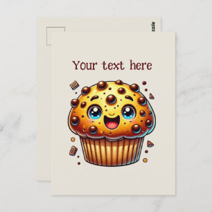 Cute chocolate chip muffin customise  postcard