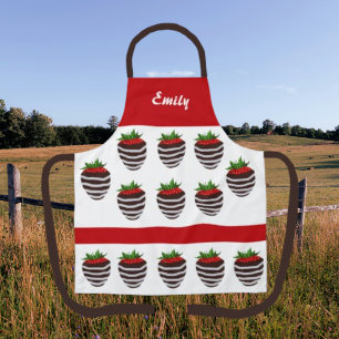 Cute Chocolate Covered Strawberry Pattern Apron