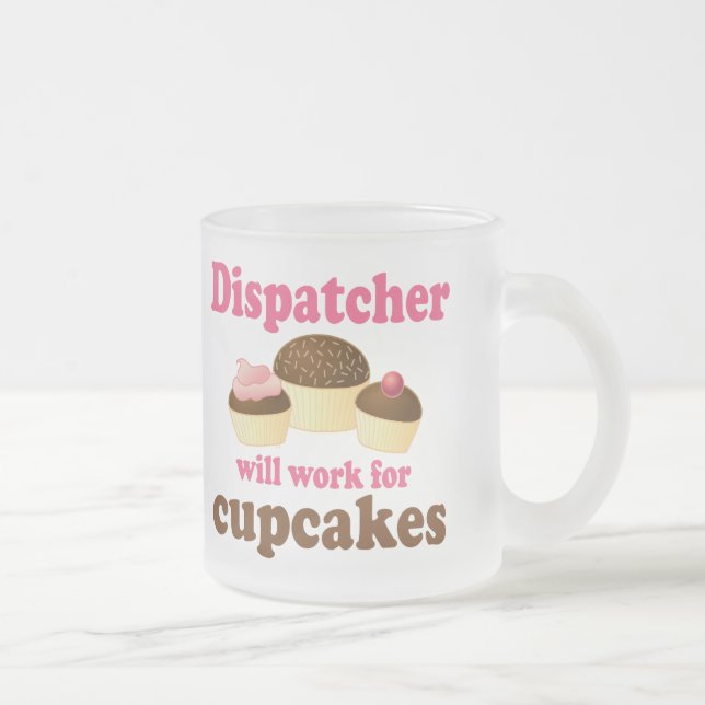 Cute Chocolate Cupcakes Dispatcher Frosted Glass Coffee Mug (Right)