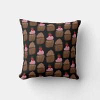 Cute Chocolate Cupcakes Watercolor Pattern
