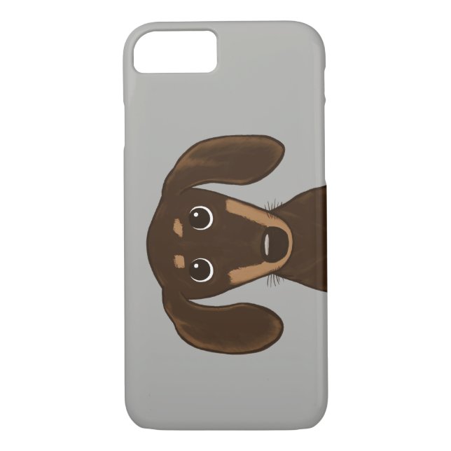 Cute Chocolate Dachshund | Cartoon Wiener Dog Case-Mate iPhone Case (Back)