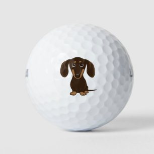 Cute Chocolate Dachshund   Cartoon Wiener Dog Golf Balls