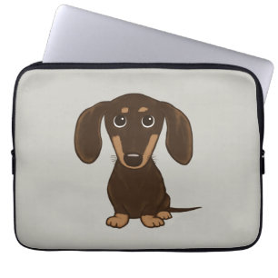 Cute Chocolate Dachshund Cartoon Wiener Dog Laptop Sleeve