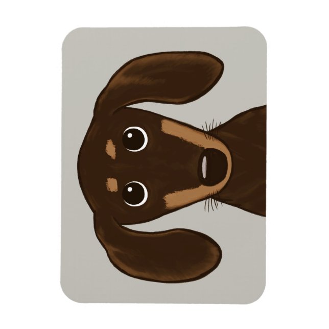 Cute Chocolate Dachshund | Cartoon Wiener Dog Magnet (Vertical)