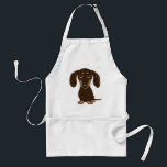 Cute Chocolate Dachshund | Cartoon Wiener Dog Standard Apron<br><div class="desc">Cute Doxie Cartoon Dog</div>