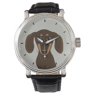 Cute Chocolate Dachshund Cartoon Wiener Dog Watch
