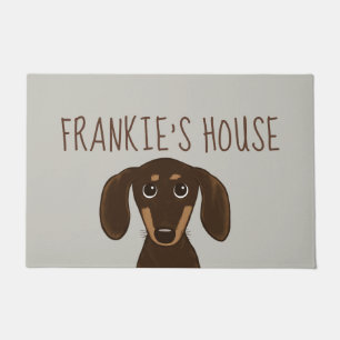 Cute Chocolate Dachshund Wiener Dog Custom Doormat