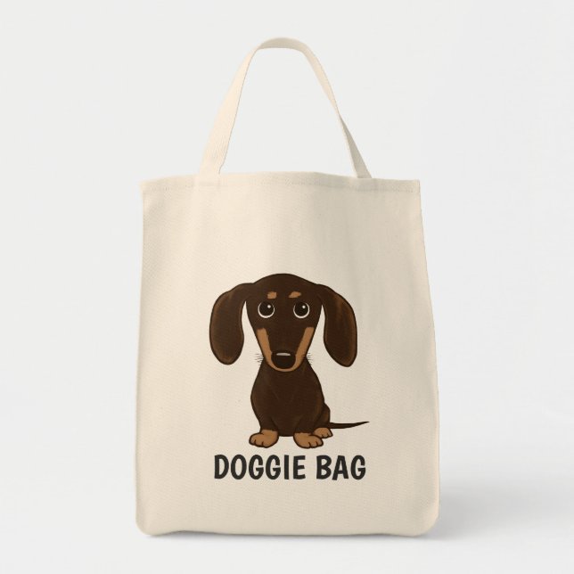 Cute Chocolate Dachshund Wiener Dog Doggie Tote Bag (Front)