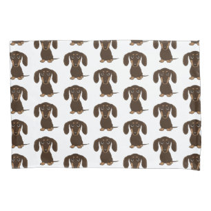 Cute Chocolate Dachshunds Pattern Pillowcase