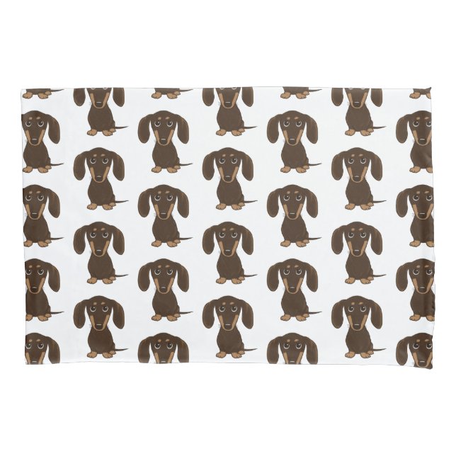 Cute Chocolate Dachshunds Pattern Pillowcase (Front)