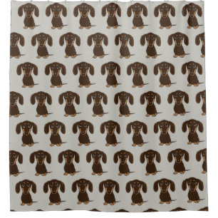 Cute Chocolate Dachshunds Pattern Wiener Dog Lover Shower Curtain
