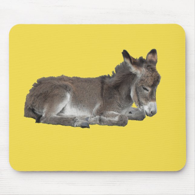 Cute chocolate donkey baby foal sleeping mouse mat (Front)