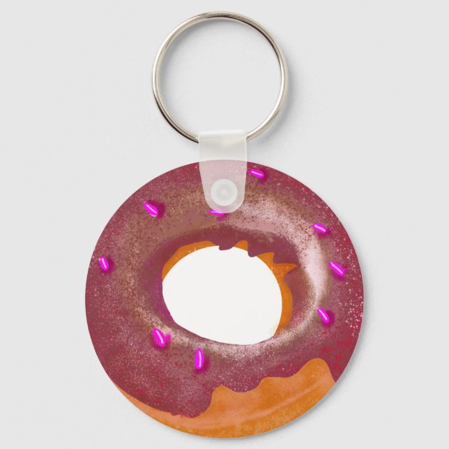 Cute Chocolate Donut Button Key Chain (Front)