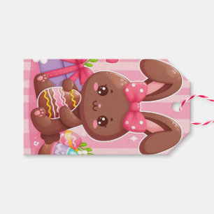 Cute chocolate Easter bunny with pink stripes Gift Tags