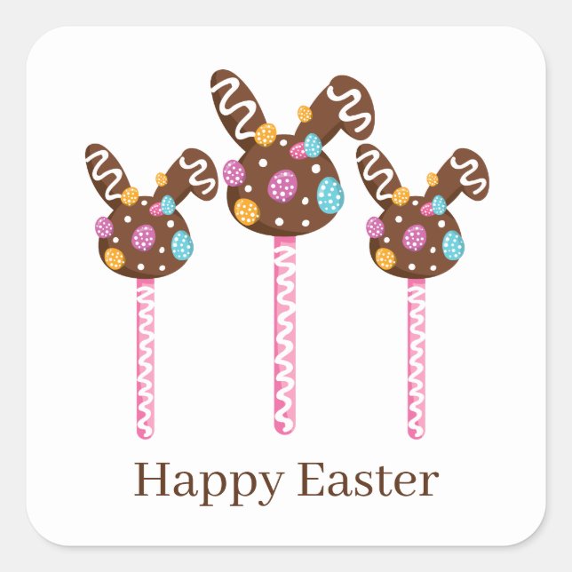 cute chocolate Easter suckers add text Square Sticker (Front)