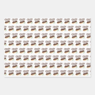 Cute Chocolate Eclair Pattern Wrapping Paper Sheet