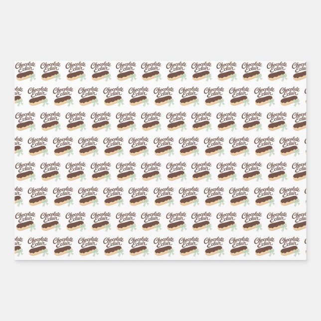 Cute Chocolate Eclair Pattern Wrapping Paper Sheet (Front)