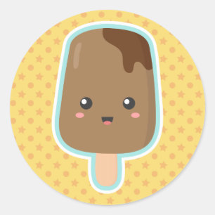 Cute Chocolate Ice Cream Classic Round Sticker
