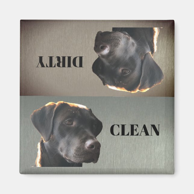 Cute Chocolate Lab Clean Dirty Dishwasher Magnet (Front)