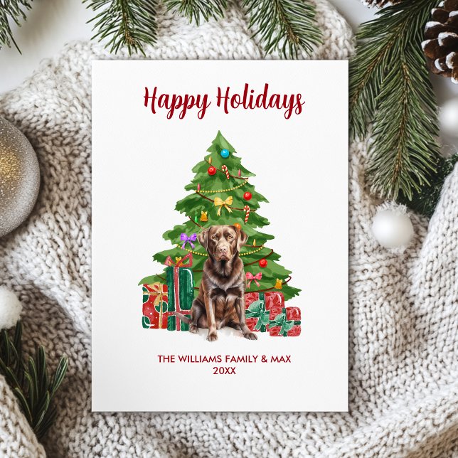 Cute Chocolate Lab Dog Family Christmas Holiday Card (Creator Uploaded)