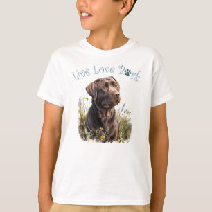 Cute Chocolate Lab Dog Floral T-Shirt