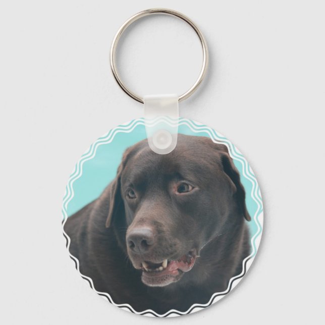 Cute Chocolate Lab Key Ring (Front)
