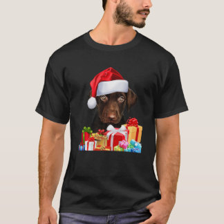 Cute Chocolate Lab Puppy Santa Hat Fun Image Chris T-Shirt