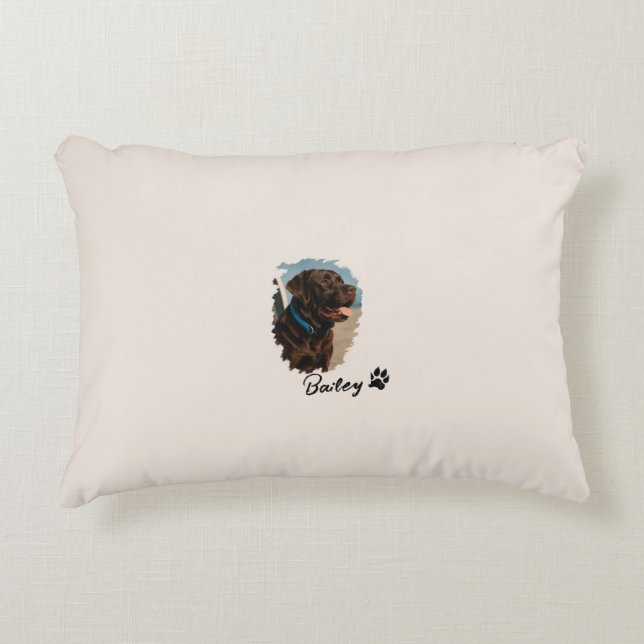 Cute Chocolate Labrador Dog – Bailey | Pet Gift Decorative Cushion (Front)