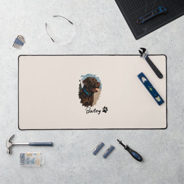 Cute Chocolate Labrador Dog – Bailey | Pet Gift Desk Mat (Workstation)