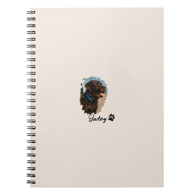 Cute Chocolate Labrador Dog – Bailey | Pet Gift Notebook (Front)
