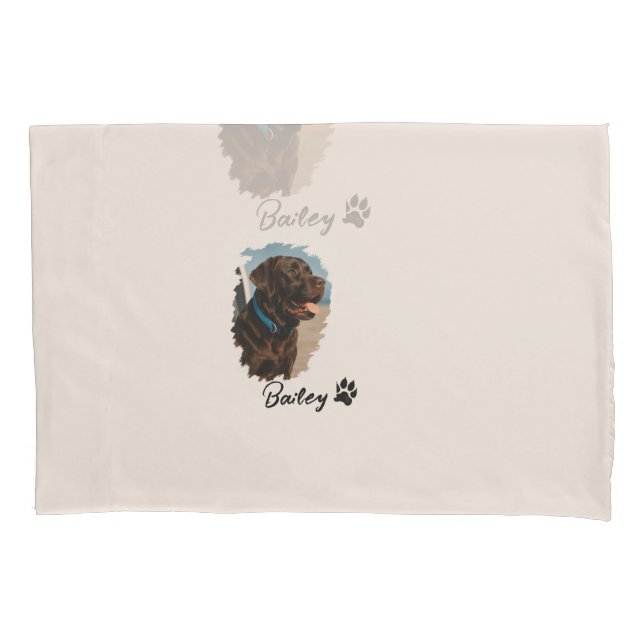 Cute Chocolate Labrador Dog – Bailey | Pet Gift Pillowcase (Front)
